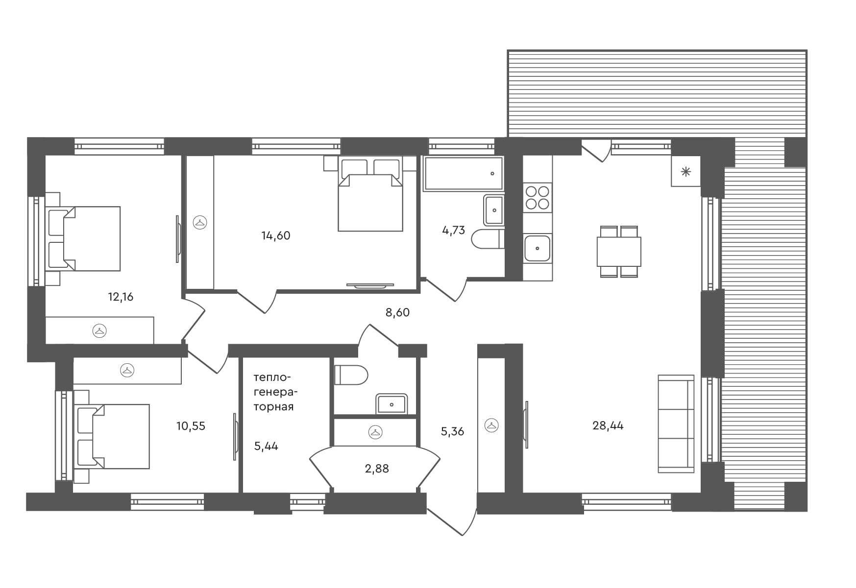 3-комн. дом, 94.92 м², 1 из 1 этаж квартира