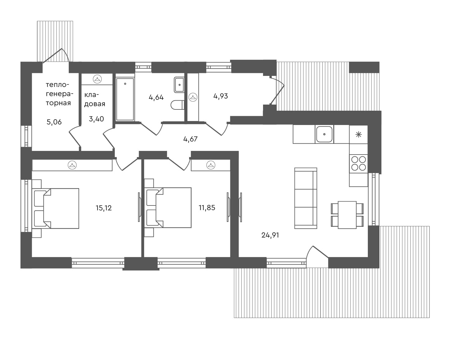 2-комн. дом, 74.58 м², 1 из 1 этаж Планировка