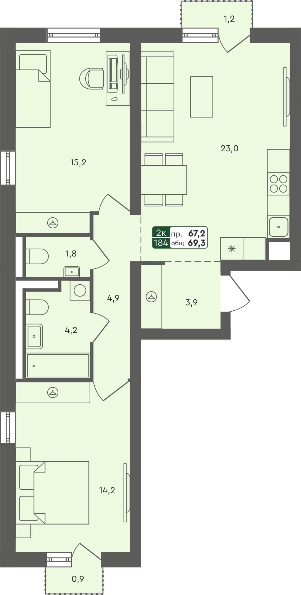 3-комн. квартира, 88 м², 3 из 4 этаж квартира